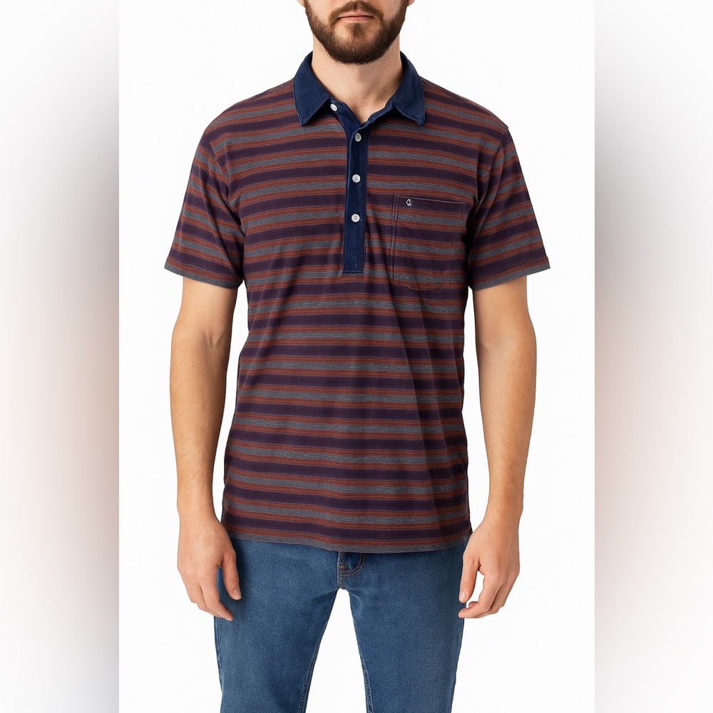 Criquet Classic Players Gradient Striped Slim Fit Shirt Red Blue Size Large